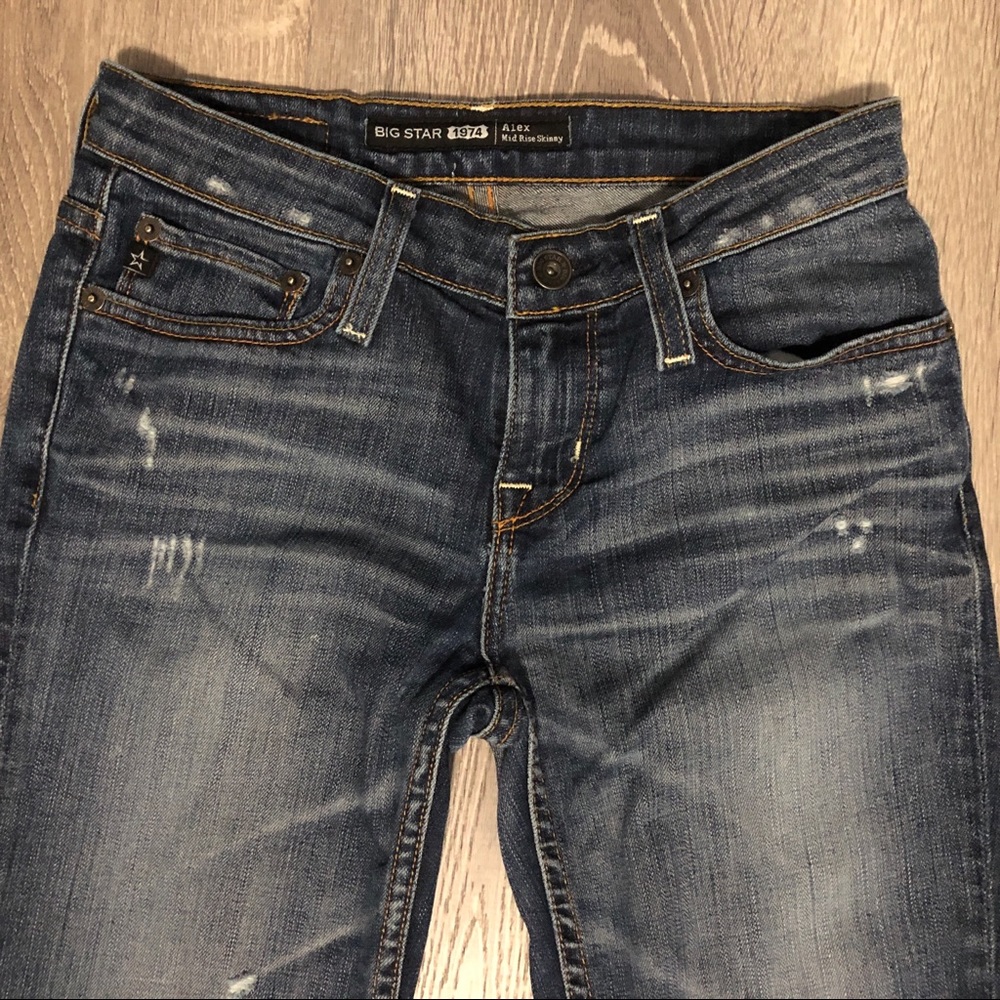 Big Star "Alex" Mid-rise Skinny distressed jeans - sizes 24 - Picture 1 of 15